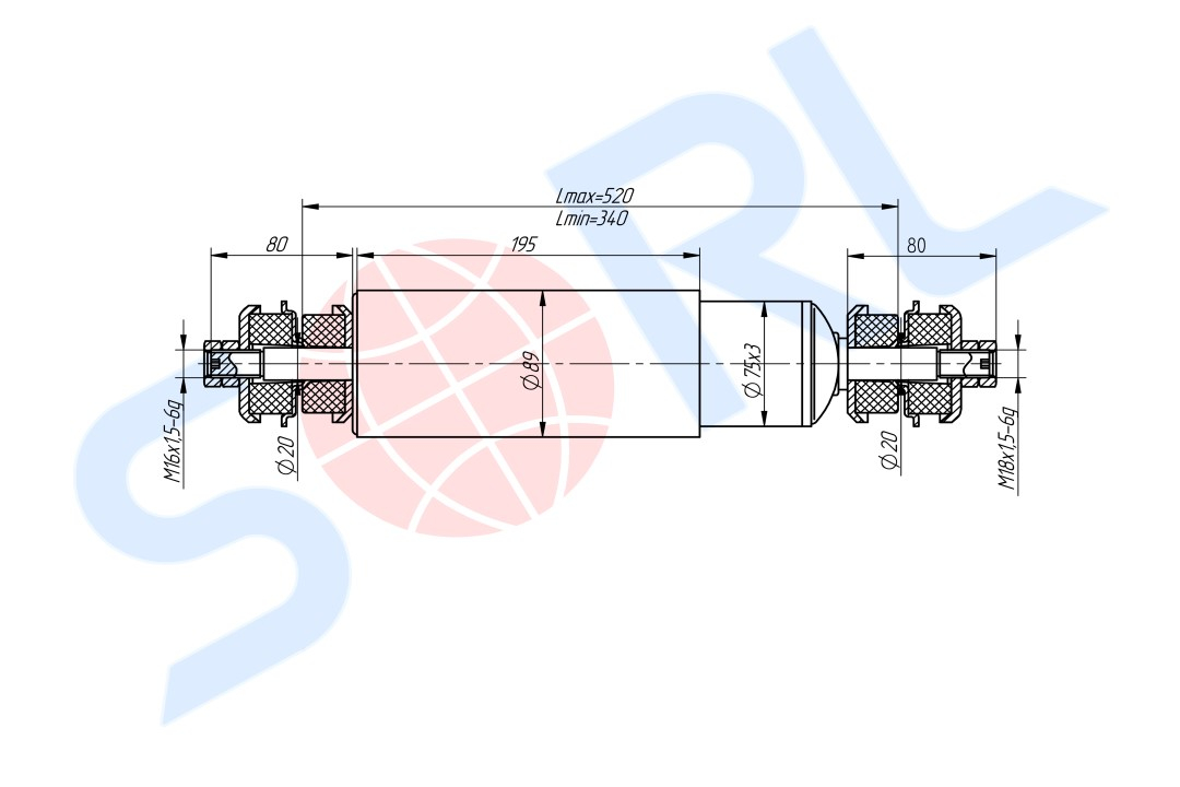 Амортизатор подвески для АМАЗ 180/340, I/I 20x80/20x80 (103Т-2905006)