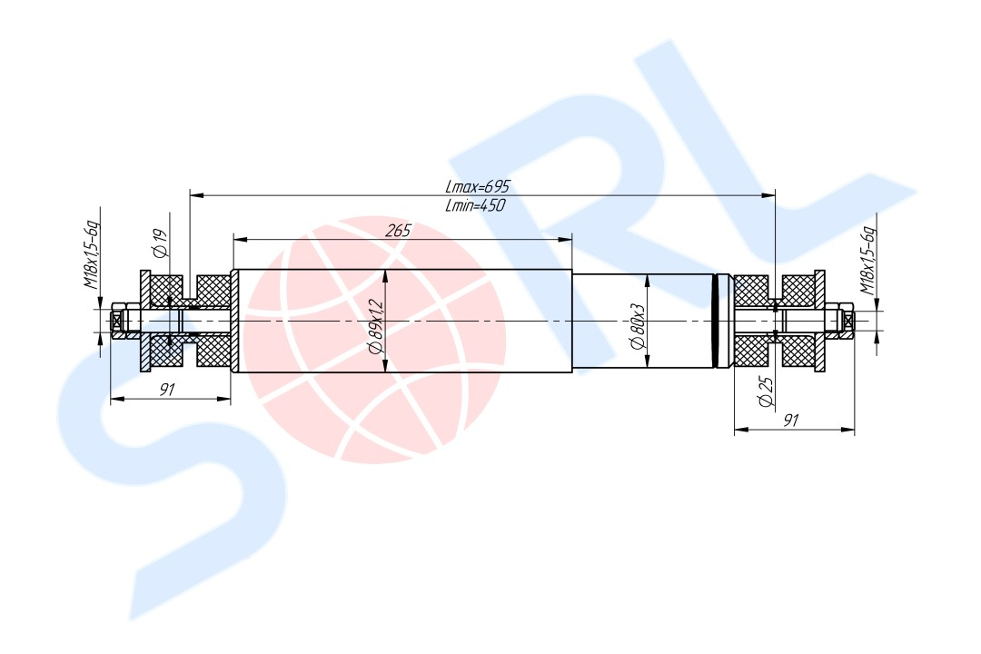 Амортизатор подвески для НЕФАЗ, ЛИАЗ, МАЗ 245/450, I/I 19x91/25x91 (50.4.2905005)