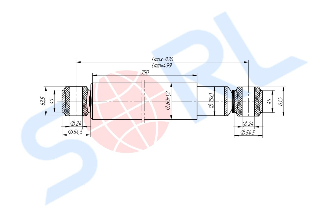 Амортизатор подвески для МАЗ, для КАМАЗ, УРАЛ 325/500, O/O 24x64/24x64 (50.2.2905005)